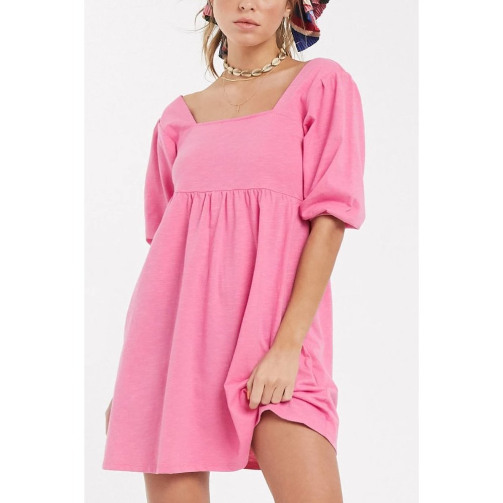 ASOS Square Neck Puff Sleeve Smock Dress